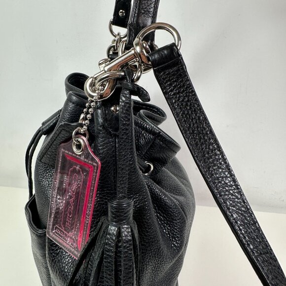 Coach Avery Black Pebble Leather Hobo Drawstring Shoulder Bag 27003 - Picture 11 of 16